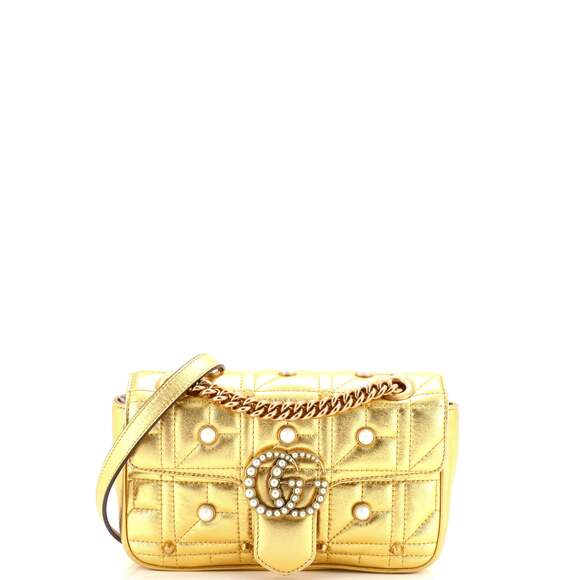 Gucci Pearly Gg Marmont Flap Bag #184616G11B - Picture 1 of 8